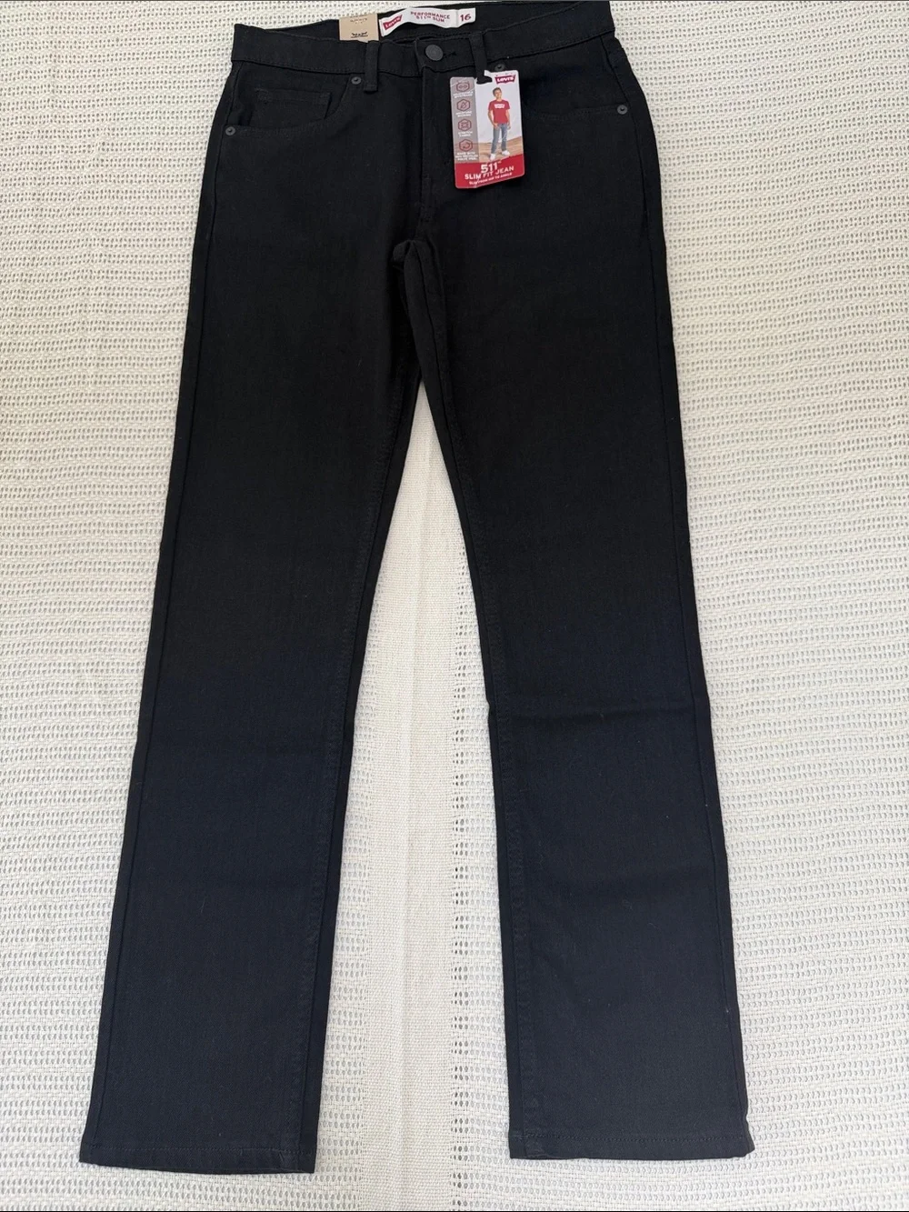 Levi's Performance 511 Slim Black Straight Jeans  16 Reg 28X30